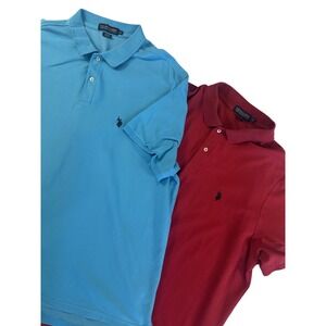 US Polo Assn. Two Short Sleeve Polo Shirts‎ Men's Size 2XL Teal And Red